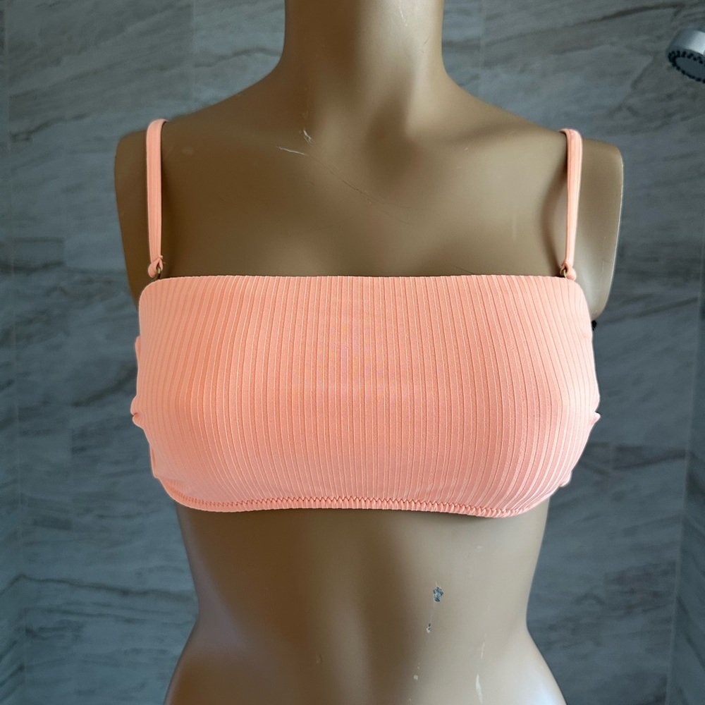 Vitamin A Coral Ribbed Bandeau Top